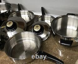 9 Piece West Bend Kitchen Craft Waterless Stainless Cookware Set Nice Condition