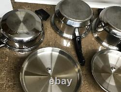 9 Piece West Bend Kitchen Craft Waterless Stainless Cookware Set Pots Pans Lids