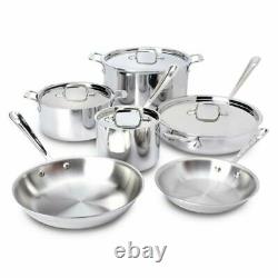 All-Clad 401877R Stainless Steel 3-Ply Bonded Dishwasher Safe Cookware Set, 10-P