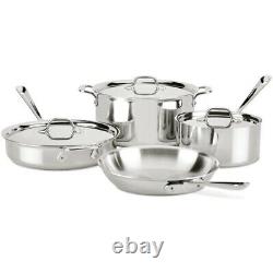 All-Clad 7 pce 4007AZ D3 Tri-Ply Stainless Steel Cookware Set Safe Induction New