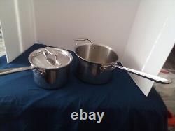 All Clad Cookware 2qt saucepan with lid and 4qt sauce pan witho lid