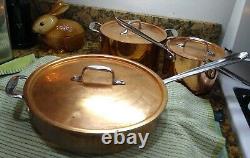 All-Clad Copper 7 Piece Cookware Set Stainless Steel Handcrafted 4qt 3qt VGC