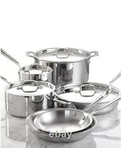 All-Clad Tri-Ply 10-Piece Stainless Steel Cookware Set, Frying Pan, Pots, Saute