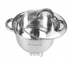 Ambition Berry Cookware Pot Set, Induction Suitable Set of 13-Stainless Steel