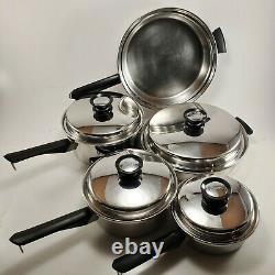 Amway Queen 3-PLY 18/8 Stainless Steel 9 Pc Cookware Set Saucepan Skillet Lid