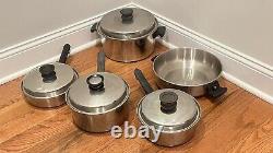 Amway Queen 9 Pc Cookware Set. Vintage Stainless Steel