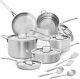 Anyfish 16 Piece Stainless Steel Cookware Set Pots and Pans New