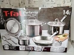 BRAND NEW T-fal Performa Cookware Set in Silver Stainless Steel 14 Piece