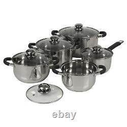 Berger 10pc Stainless Steel Cookware Set Saucepans Lid Cooking Food Frying Pans