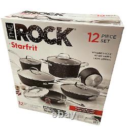 Black The Rock by Starfrit 12-Piece Cookware Set Stainless Steel