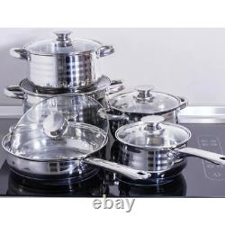 Blaumann Stainless Steel 10pc NonStick Cookware Set Pot Fry Pan Lid Induction UK