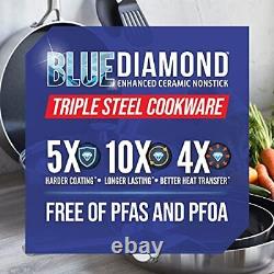 Blue Diamond Cookware Tri-Ply Stainless Steel Ceramic Nonstick 6 Piece Cookwa
