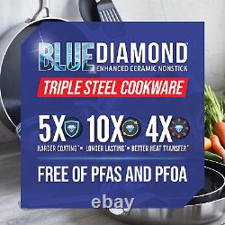 Blue Diamond Cookware Tri-Ply Stainless Steel Ceramic Nonstick, 6 Piece Cookware