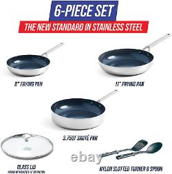 Blue Diamond Cookware Tri-Ply Stainless Steel Ceramic Nonstick, 6 Piece Cookware