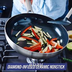Blue Diamond Tri-Ply Stainless Steel Ceramic Nonstick Cookware Multifunction Wok