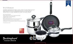 Buckingham Induction 5 Piece Cookware Set Saucepan Pan Pot Set Stainless Steel