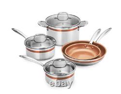 CRUX 12-Peice Stainless Steel Copper Accent Cookware Set Non-Stick NEW in Box