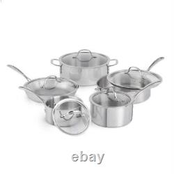 Calphalon 10 Piece Stainless Steel Tri-Ply Cookware Set Pots Pans Dutch Oven Lid