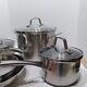 Calphalon Stainless Steel 10pc Cookware Set Even Heating Pre Owned Lids Clean