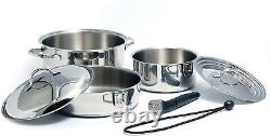 Camco 7pcs Premium Stainless Steel Cookware Set Pots with Removable Handles