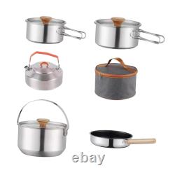 Camping Cookware Cooking Set Tableware Stainless Steel Non-Stick Cooking Set