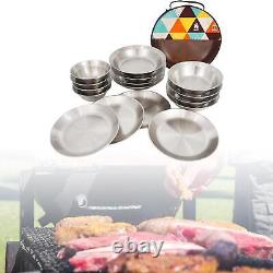Camping Cookware Set Stainless Steel Pan Dish Plate Bowl Foods Container
