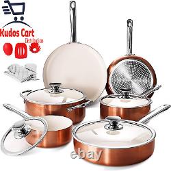 Ceramic Non-Stick 13pc Cookware Set Induction Pot Frying Pan Lid Stainless Oven