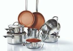 Cermalon 11 pieces Cookware Set Stainless Steel Copper Non-Stick Healthy Cooking
