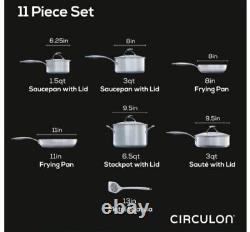 Circulon 11Pc Stainless Steel Cookware Set with SteelShield Hybrid Stainless