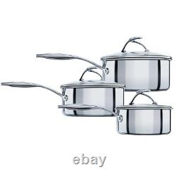 Circulon Saucepan Set Stainless Steel Durable Non Stick Cookware Pack of 3