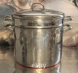 Commercial Copper Clad Revere Ware 10 QT Stock Pot Steamer Pasta Pentola Pan