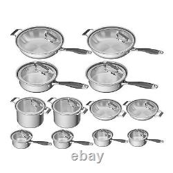 CookCraft by Candace 12 Piece Tri Ply Stainless Steel Luxury Cookware Bundle