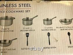 Cooks Stainless Steel 12-Pc. Cookware Set Glass Lids with Steam Vents