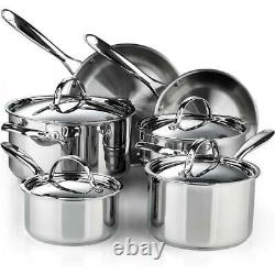 Cooks Standard Cookware Set Stainless Steel Oven Safe Riveted Handles (10-Piece)