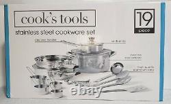 Cooks Tools 19-Piece Stainless Steel Dutch Oven Vented Glass Lids Cookware Set