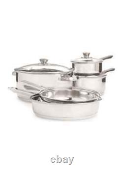 Cooks Tools 8-Piece Stainless Steel Dutch Oven Vented Glass Lids Cookware Set