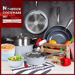 Cookware 5pc Non-Stick Pots Pans Set Lid Steamer Sauce Fry Saute Stainless Steel