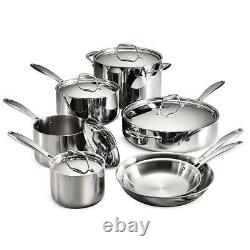 Cookware Set 12-Piece Tri-Ply Clad Stainless Steel Dishwasher Safe with Lids