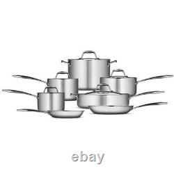 Cookware Set 12-Piece Tri-Ply Clad Stainless Steel Dishwasher Safe with Lids
