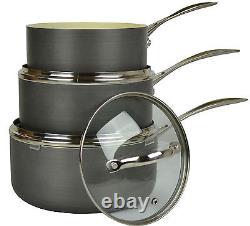 Cookware Set Stainless Steel Handle Glass LID Sauce Pan Saucepan Non Stick New