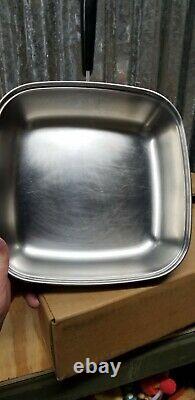Copper Clad Bottom Stainless Steel Revere Ware Large Square Skillet With Lid 11