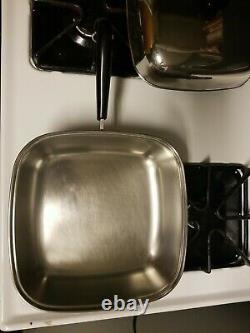 Copper Clad Bottom Stainless Steel Revere Ware Large Square Skillet With Lid 11