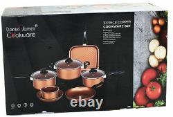 Copper Cookware 10 Piece Pan Set Saucepan Nonstick Stainless Steel Cooking Grill