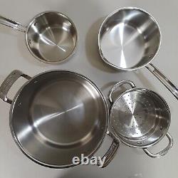 Cuisinart Stainless Steel Cookware Set 3 Pots 7 Piece with Glass Lids & Steamer