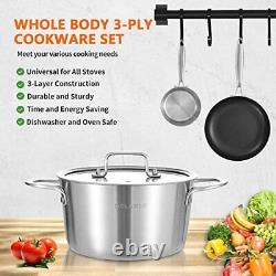 Delarlo Whole body Tri-Ply Stainless Steel cookware sets kitchen pots and pan