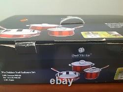 Dell'Arte Luxury Collection 5 Piece Stainless steel Cookware Set Red Saucepan