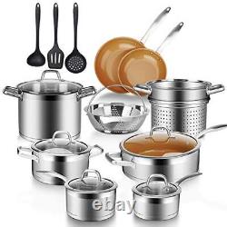 Duxtop 17PC Professional Stainless Steel Induction Cookware Set Stainless Ste