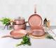 Elegant 8pc Rose Gold Cookware Set Healthier Cooking with Style