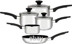 Everyday Milkpan, Saucepan and Frypan Set of 5 5 Year Guarantee, Silver