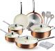 FRUITEAM Nonstick Cookware Set 6 Pcs Induction Pots Pans Lids Ceramic Coating